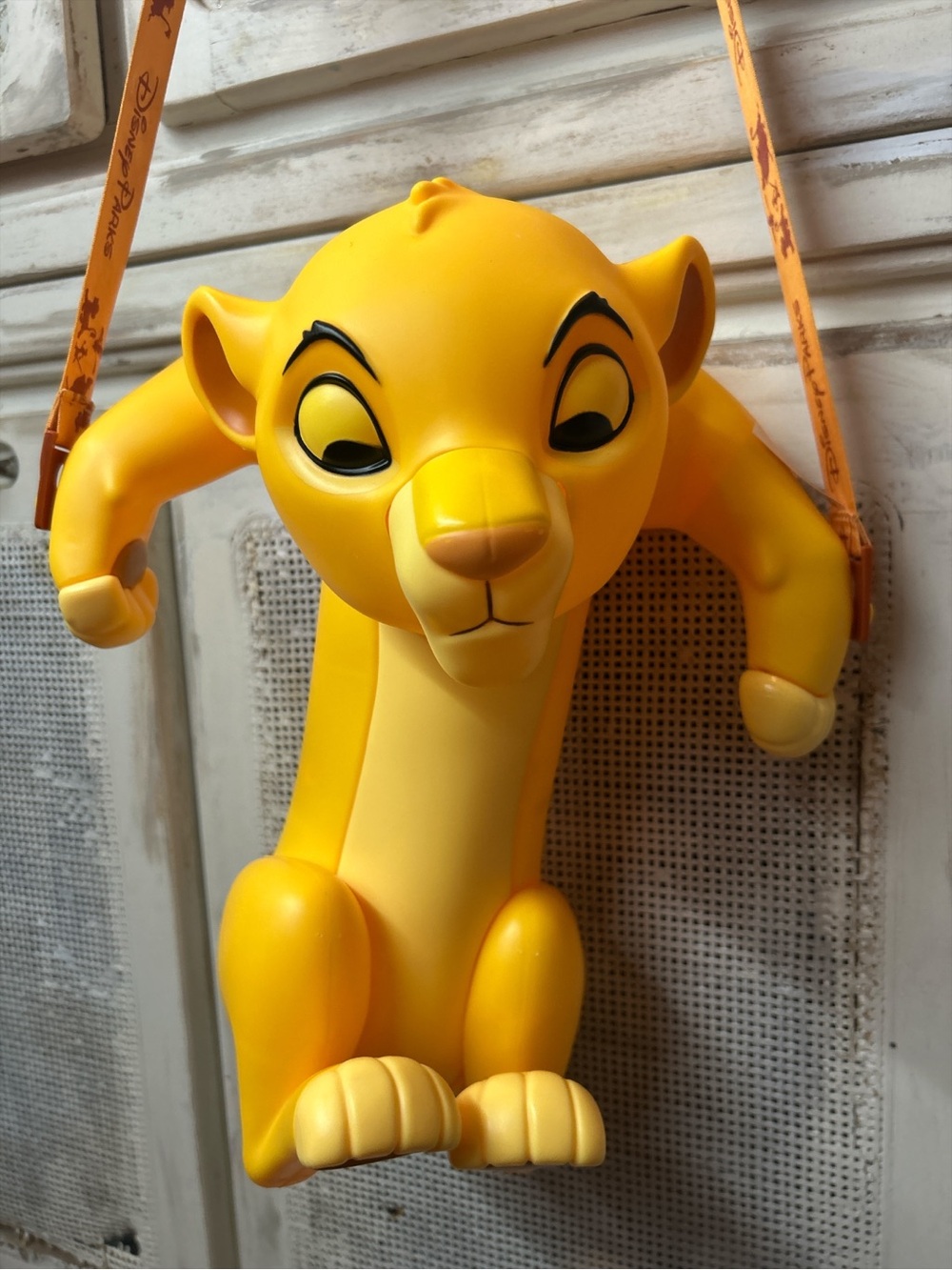 Disney Parks Simba Popcorn Bucket Lion King Plastic Souvenir Container Strap 14"